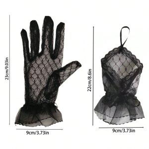 قفازات دانتيل أنثوية لوليتا دانتيل ناعم وأنيق يضفي مظهرًا أنثويًا راقيًا، بيضاء للزفاف وسوداء للأداءات، تضيف لمسة أنيقة للفساتين أو ملابس الأداء والكاجوال الفنتج 1 1745284142ac69f1fd8545a9d48960054a433ca53b