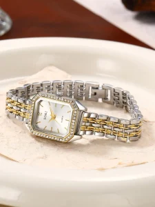 💎 ساعة يد نسائية فاخرة – تصميم مربع مرصع بالكريستال مع سوار ستانلس ستيل ذهبي | ساعة كوارتز أنيقة وعصرية 5 174660106036de3306902f8a26405a4bb8190ca534