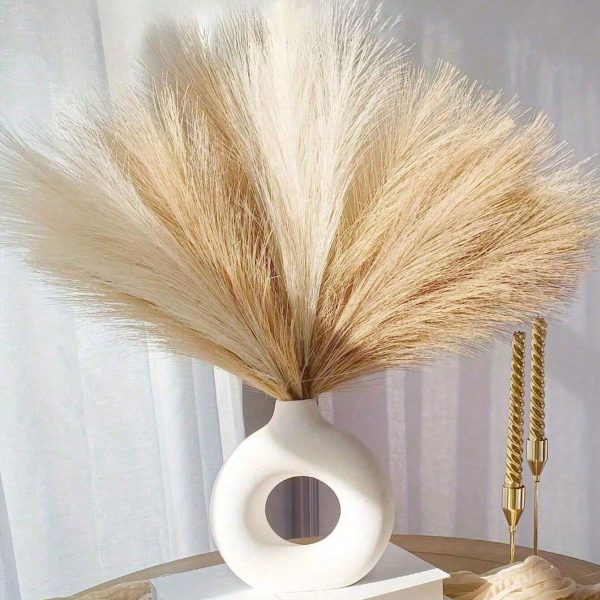 أعشاب بامباس صناعية بنفسجي غامق، 18 قطعة ديكور بوهو