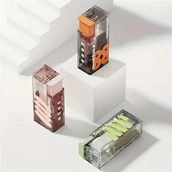 خيط تنظيف أسنان أوتوماتيكي محمول، 10 خيوط جاهزة في علبة سفر، مثالي للنظافة الفموية