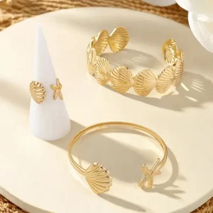 طقم أساور للنساء نجمة البحر والقواقع، إكسسوارات قابلة للتعديل لهدايا الشاطئ الصيفية 4 278efd75 cfd2 4e82 9b8c fa911425f290