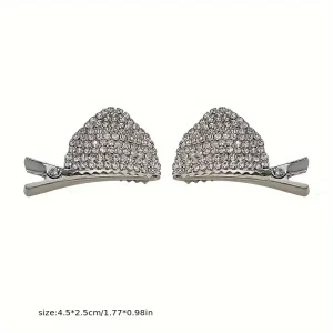 مشبك شعر نسائي جانبي على شكل آذان قطة مزين بأحجار لامعة، إكسسوار أنثوي أنيق للاستخدام اليومي 1 297f2680 ab79 11ee 8f7e 0a580a68309d