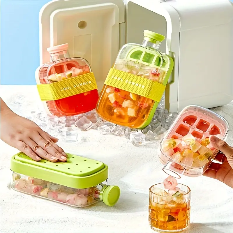 كوب ثلج سيليكون محمول مع قشة، تصميم فواكه ملون لمشروبات صيفية منعشة، تحافظ على برودة المشروب لفترات أطول كوب ثلج سيليكون محمول مع قشة، تصميم فواكه ملون لمشروبات صيفية منعشة