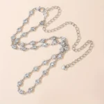 حزام نسائي معدني أسود مرصع بالراين، إكسسوار أنيق لجميع المناسبات، يضفي لمسة جمالية فاخرة للمظهر العام - الصورة 4