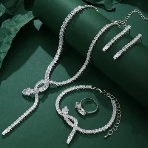 طقم مجوهرات نسائية زركونيا 5 قطع، تصميم فاخر للمناسبات والأناقة اليومية، تناسب جميع الإطلالات الكاجوال أو الرسمية 2 35bd3df6 9af7 4c5a b17b 0fc87463486e