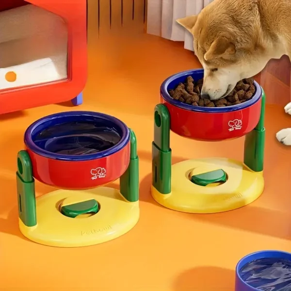 حامل وعاء طعام مائل للحيوانات الأليفة