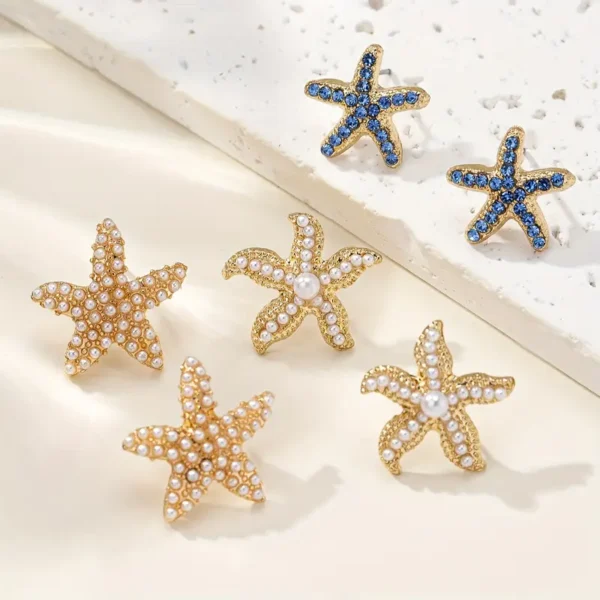 أقراط نجمة بحر نسائية راقية، تصميم كلاسيكي