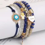 أساور بوهو نسائية يدوية 6 قطع، تصميم مضفر ومطرز قابل للتعديل للعطلات والاستخدام اليومي - الصورة 2