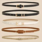 طقم بناطيل نسائية 5 قطع، حزام نحيف وجينز صيفي أنيق لفصل الربيع والصيف