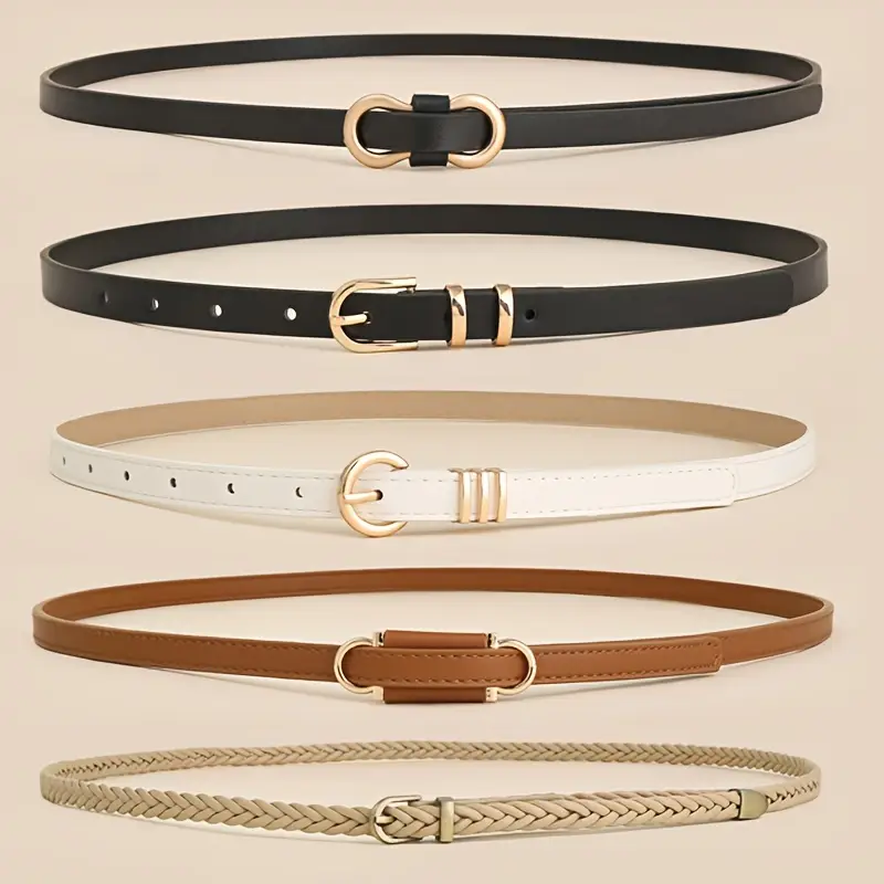 طقم بناطيل نسائية 5 قطع، حزام نحيف وجينز صيفي أنيق لفصل الربيع والصيف، مثالية للسفر أو العمل أو النزهات طقم بناطيل نسائية 5 قطع، حزام نحيف وجينز صيفي أنيق لفصل الربيع والصيف