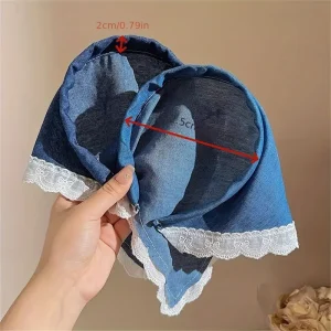 رباط رأس نسائي صيفي، دنيم أزرق ودانتيل بربطة أنيقة، يناسب الاستخدام اليومي أو المناسبات البسيطة 1 3d495af6 0603 11f0 92c9 0a580a632983