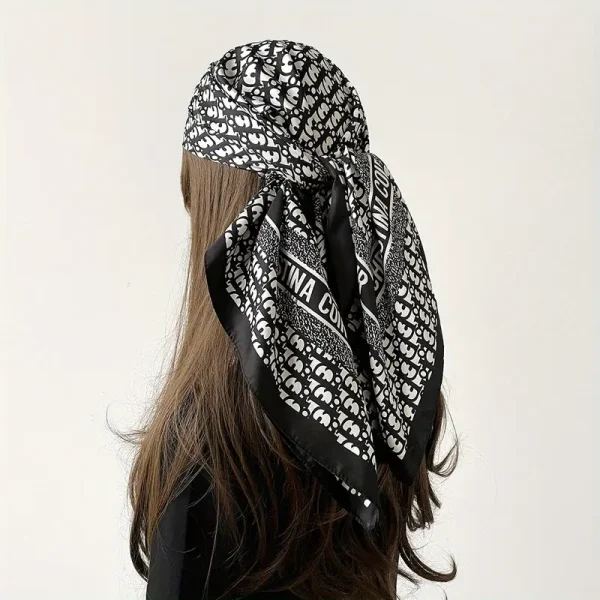 وشاح مربع نسائي 90 سم، وشاح فاخر خفيف للربيع والصيف