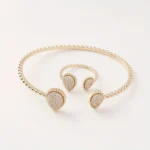 طقم خواتم وأساور نسائية عصرية بتصميم قطرة ماء