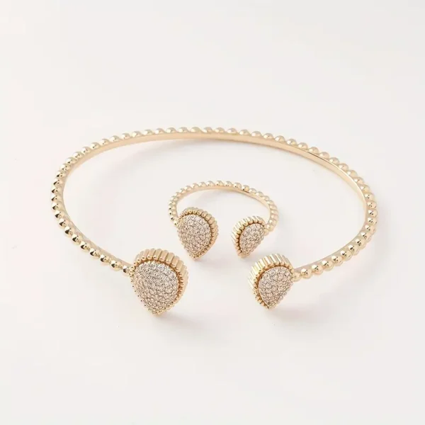 طقم خواتم وأساور نسائية عصرية بتصميم قطرة ماء