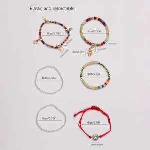 أساور بوهو نسائية يدوية 6 قطع، تصميم مضفر ومطرز قابل للتعديل للعطلات والاستخدام اليومي 1 4149a36e9404091bfe8d33b2222596af