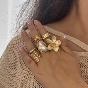 طقم خواتم نسائية غير منتظمة بتصميم هندسي، 6 قطع عريضة مفتوحة للمناسبات والهدايا 4 42b84cf8 2c1a 4f02 b1a4 95164da970b6