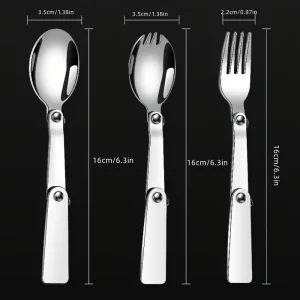 أدوات مائدة قابلة للطي من الفولاذ المقاوم للصدأ 304 مع صندوق تخزين، الأفضل للتخييم والسفر 2 4430ab52afa07bbfbd7dd08654fc8074