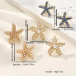 أقراط نجمة البحر، أقراط راينستون، أقراط لؤلؤ صناعي، أقراط صيفية، أقراط ريفية، أقراط كاجوال، أقراط إجازات، أقراط بحرية، إكسسوار أذن نسائي، أقراط بدون طلاء