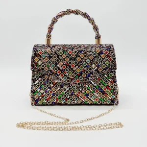 حقيبة يد نسائية مسائية لامعة بتصميم ماس فاخر، مناسبة للزفاف والسهرة والمناسبات الخاصة 3 464fb305 d746 40c8 a311 1d844a78872f