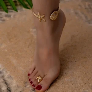 خواتم قدم نسائية نجمة البحر والصدف، طقم من قطعتين بإطلالة صيفية قابلة للتعديل 3 5419b3a7 8513 48da acae 5d76f4bed864