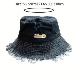 قبعة صياد نسائية مغسولة بحافة ممزقة ورباط واسع، قبعة خفيفة للربيع والخريف والسفر 1 54493c716158f516292ca1f056f2dd39