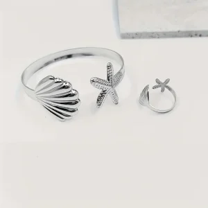 خواتم قدم نسائية نجمة البحر والصدف، طقم من قطعتين بإطلالة صيفية قابلة للتعديل 5 54821f95 f41d 4815 903f f41b0227ce0a