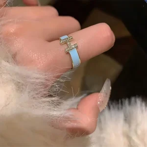 خاتم فرنسي مفتوح بحرف H، تصميم فاخر من الزنك والزركون لهدايا النساء 4 5929abfa 67c9 46d0 9f2d a75b485b14ff