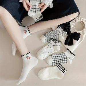 جوارب دانتيل نسائية قصيرة بتصميم كرز، 6 أزواج صيفية أنيقة، تصميم أنثوي أنيق يناسب إطلالات الجامعة والمناسبات الكاجوال 2 5b96a12c aff6 45f0 a97c 6b01df99e23e