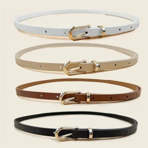 مجموعة أحزمة نسائية بلون واحد، 4 قطع حزام كاجوال أنيق للعمل والسفر، تصميم بسيط يمكن دمجه مع أنماط ملابس متعددة 4 5c74c4f7 3d8e 4452 8249 e99f15742780