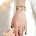 ⁦ساعة بوهيمية نسائية بزينة مميزة، تصميم ذهبي بحزام فولاذي لحياة أنيقة كل يوم⁩ - الصورة ⁦11⁩