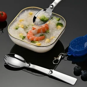 أدوات مائدة قابلة للطي من الفولاذ المقاوم للصدأ 304 مع صندوق تخزين، الأفضل للتخييم والسفر 8 60ad70395f7f0cc0be5f92fd23ff824e