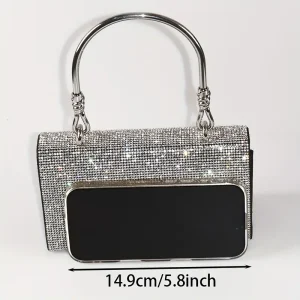 حقيبة يد نسائية سوداء 2024 مزينة بالراينستون، تصميم سهرة فاخر مع قفل وسلسلة قابلة للفصل 2 6687c08f 99f7 4051 8e61 c4c1fce1b48b