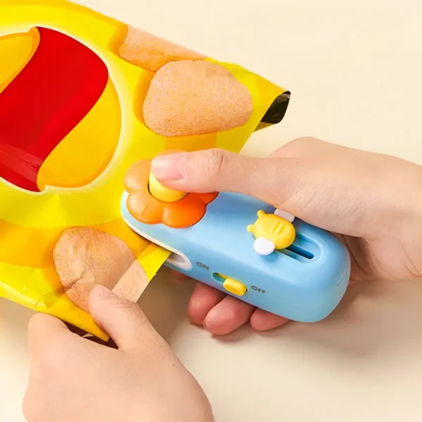 ختم يدوي صغير قابل للشحن بتصميم زهور، أداة ذكية لحفظ الطعام وإغلاق الأكياس