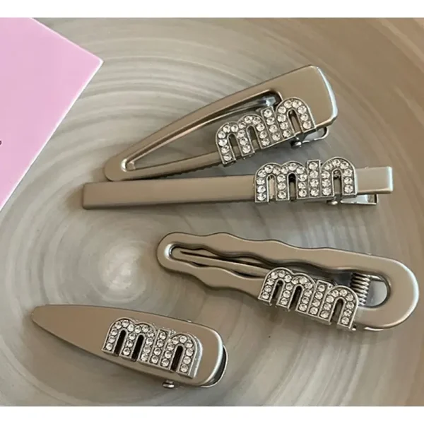 مشبك شعر نسائي معدني أنيق مزين بحجر الراين