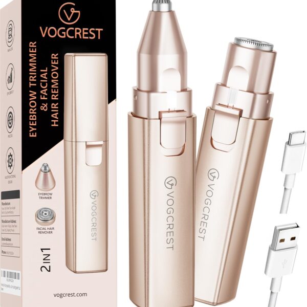 جي فوجكريست جهاز إزالة شعر الوجه 2 في 1 للنساء مع ضوء LED، قابل لإعادة الشحن