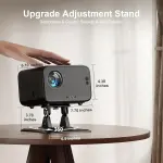 جهاز عرض ذكي صغير 4K بنظام أندرويد – 30000 لومن، واي فاي وبلوتوث، صوت ستيريو ثلاثي الأبعاد، مع حامل دوار 360° للمنزل والهواء الطلق - الصورة 2