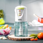 محضر طعام صغير جيباس 400 واط، سعة 500 مل، 4 شفرات من الستانلس ستيل مزدوجة المستوى للتقطيع والمزج