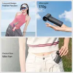 مروحة تربو محمولة جيزليف، 22 ساعة تبريد، سرعة 40000 لفة/دقيقة، بطارية 5000mAh – أسود - الصورة 4