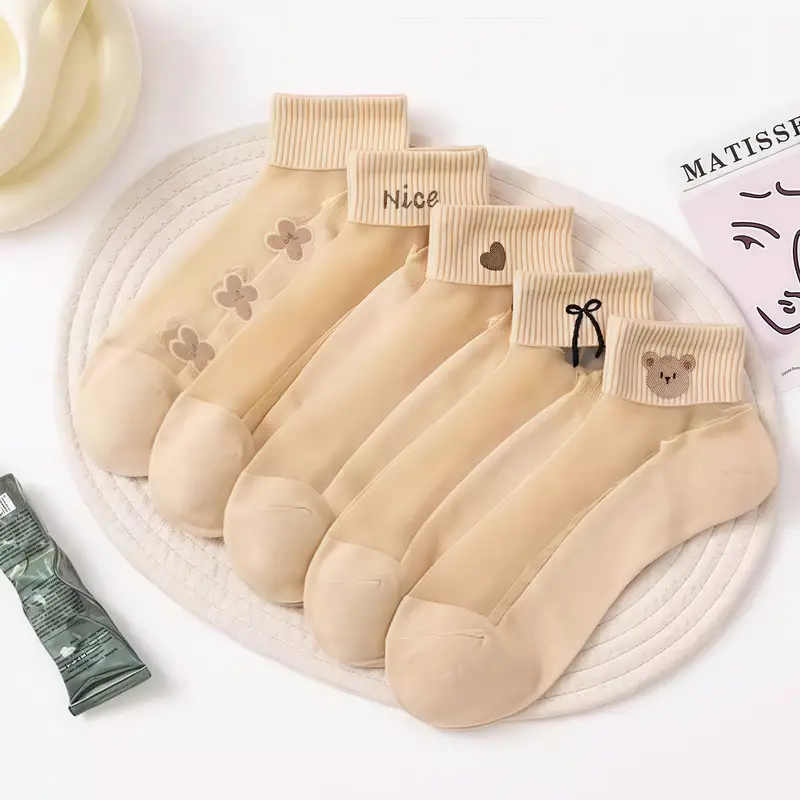 جوارب نسائية بيج صيفية غير مرئية، طقم 5 أزواج خفيفة ومريحة للاستخدام اليومي جوارب نسائية بيج صيفية غير مرئية، طقم 5 أزواج