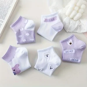 جوارب نسائية قصيرة برسمة دب ونقشة بولكا، 5 أزواج موضة الربيع والخريف، مثالية للإطلالات الكاجوال والستايل اليومي 4 745ca25f 5e6b 4d44 b376 91179e662eec