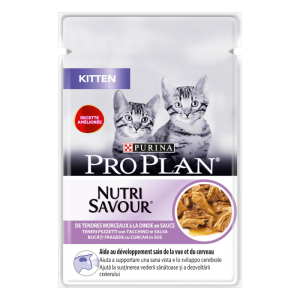 Purina Pro Plan Cat NutriSavour Kitten Turkey in Gravy، طعام رطب للقطط الصغيرة بنكهة الديك الرومي، بورينا برو بلان 1 7613034587725 c1n1 pro plan cat with turkey 85g