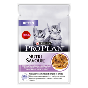 Purina Pro Plan Cat NutriSavour Kitten Turkey in Gravy، طعام رطب للقطط الصغيرة بنكهة الديك الرومي، بورينا برو بلان 1 7613034587725 c1n1 pro plan cat with turkey 85g