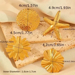 خواتم ذهبية نسائية عتيقة بتصميم مفتوح، فولاذ مقاوم للصدأ، قابلة للتعديل، مناسبة للهدايا والمناسبات 1 85313c9e 253f 11ef 9106 0a580a660884