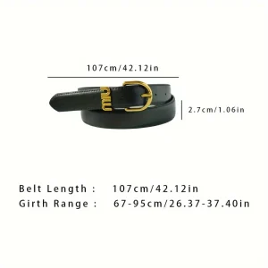 حزام جلد صناعي نسائي أسود بمشبك ذهبي، تصميم أنيق قابل للتعديل للملابس اليومية والرسمية 1 89451652 1292 4261 92b6 79832eed3fb4