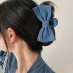 مشبك شعر فيونكة كبير للنساء، تصميم أنيق وثابت لتسريحات الشعر اليومية، يناسب الاستخدام اليومي أو المناسبات البسيطة - الصورة 3