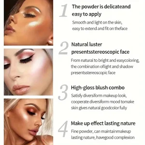 باليت هايلايتر 4 في 1، ظلال، إضاءة، أحمر خدود وكونتور بلمعة طبيعية وثبات طويل 8 8acf855c be36 4e4b a0b7 82ad3af08da2