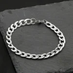 طقم مجوهرات رجالي من الفولاذ المقاوم للصدأ، قلادة وسوار أنيقان للاستخدام اليومي والهدايا - الصورة 4