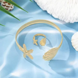 خواتم قدم نسائية نجمة البحر والصدف، طقم من قطعتين بإطلالة صيفية قابلة للتعديل 6 912252b4 da4d 4a1e 98fa 136dc48f70a5