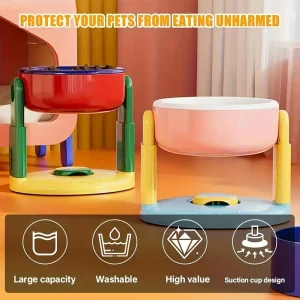 حامل وعاء طعام مائل للحيوانات الأليفة، قابل للتعديل ومضاد للانزلاق والتسرب 6 93811691 ba84 44f1 bf59 542ce4ded3d2