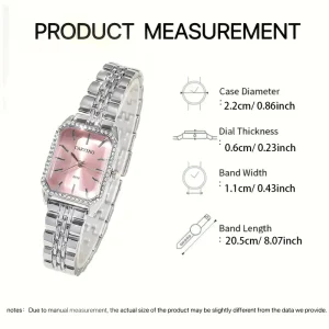ساعة نسائية مربعة أنيقة وبسيطة، مثالية للاستخدام اليومي والمناسبات والهدايا 1 940e24c3 8abf 4d5a b907 05e27c65ceaf